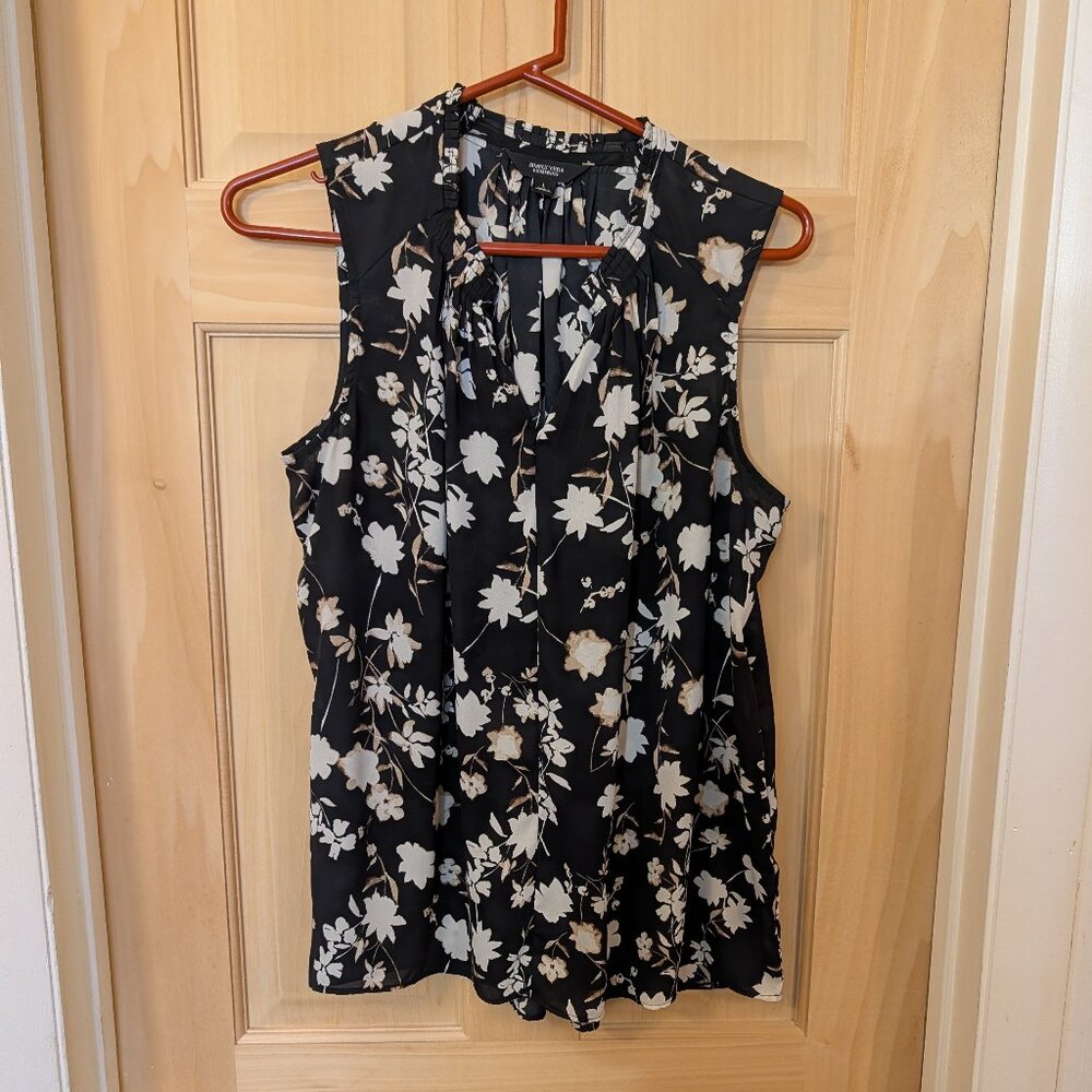 Sleeveless Black Floral Blouse